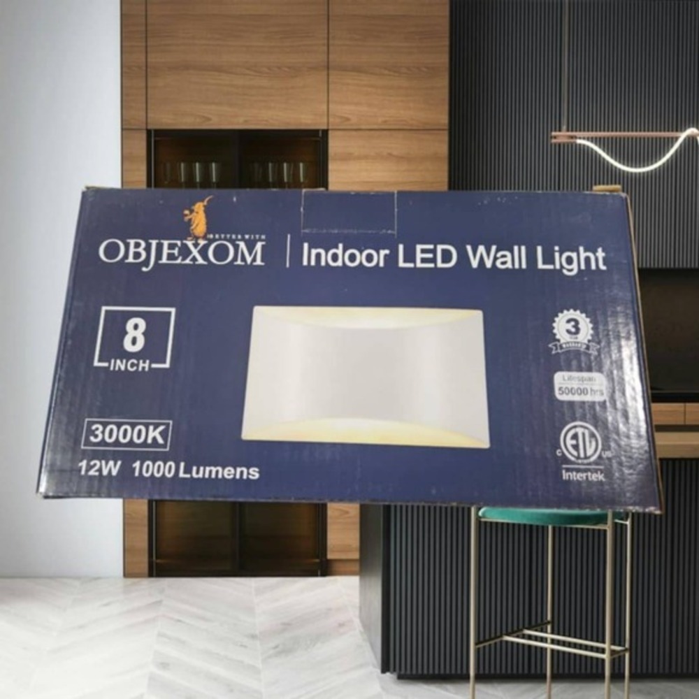 OBJEXOM Indoor LED Wall Light‎ 8 Inch 3000K 12W 1000 Lumens New in Box
